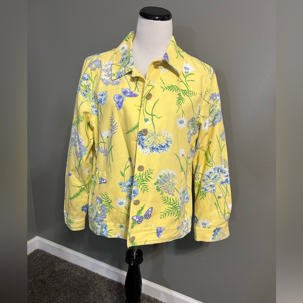 Apple‎ seeds women’s size large petite button up jacket 100% cotton